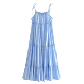 Tru Tiered Rüschen-Maxikleid - Puderblau